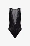 ROBERTO CAVALLI SCHWARZER BADEANZUG EINTEILER MESH-EINSATZ