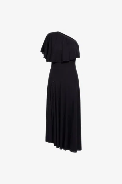 Roberto Cavalli One-shoulder Dress With Rc In Black