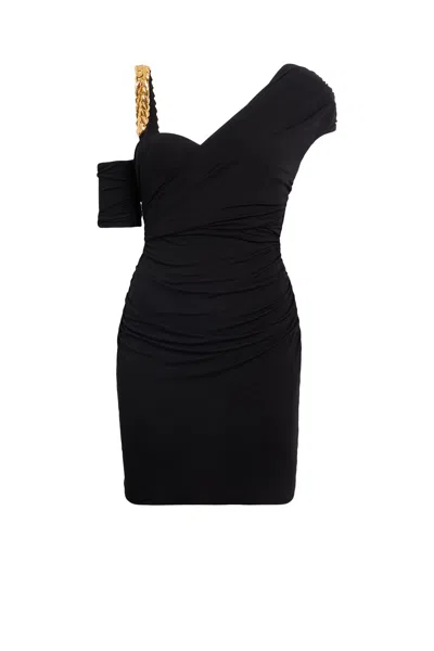 Roberto Cavalli One-shoulder Mini Dress In Black