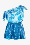 Roberto Cavalli One-shoulder Stretto Di Messina Kleid In Blue