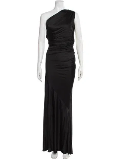 Pre-owned Roberto Cavalli One-shoulder Long Dress In Black
