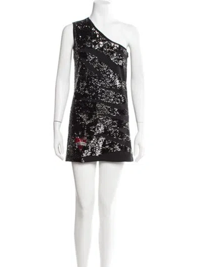 Pre-owned Roberto Cavalli One-shoulder Mini Dress In Multi