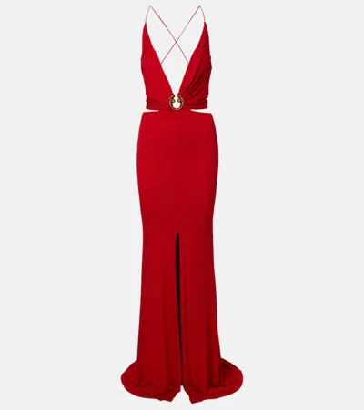 Roberto Cavalli Open-back Gown In Red