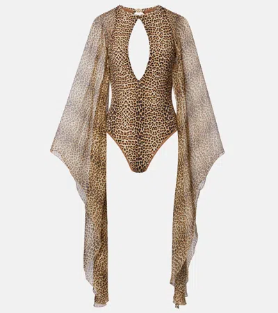 Roberto Cavalli Baby Jaguar Print One-piece Swimsuit In Multi