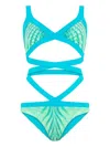 Roberto Cavalli Optical Glass Print Trikini In Green