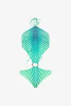 Roberto Cavalli Trikini Mit Print Optical Glass Und Schlangenring In Verde