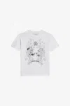 Roberto Cavalli Optical White T-shirt With Feline Print In Gray