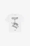 Roberto Cavalli Optical White T-shirt With Logo Print In White