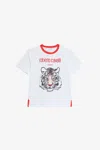 Roberto Cavalli Optical White T-shirt With Tiger Print In Black