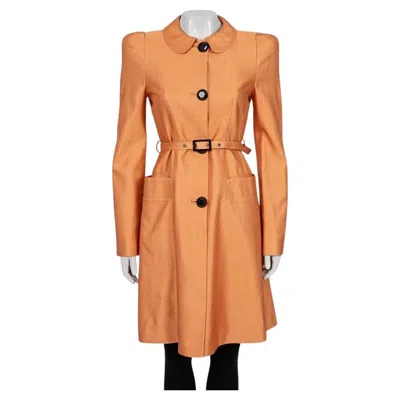 Pre-owned Roberto Cavalli Orange Belted Trench Coat - Size M