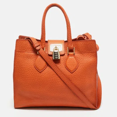 Roberto Cavalli Orange Leather Florence Tote