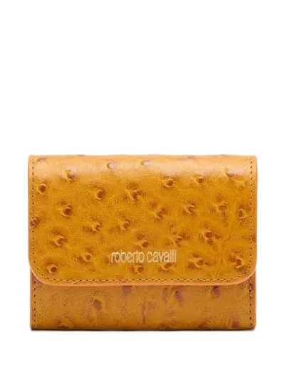 Roberto Cavalli Ostrich-effect Card Holder In Brown