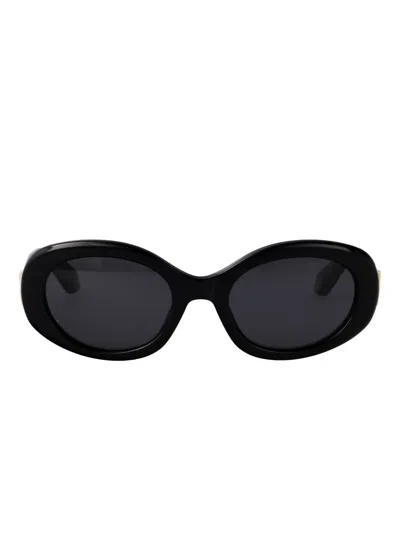 Roberto Cavalli Oval-frame Logo Sunglasses In Black
