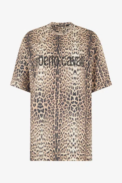 Roberto Cavalli Oversized T-shirt With Jaguar Skin Print