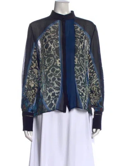 Pre-owned Roberto Cavalli Paisley Print Long Sleeve Blouse