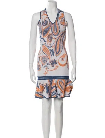 Pre-owned Roberto Cavalli Paisley Print Mini Dress In White