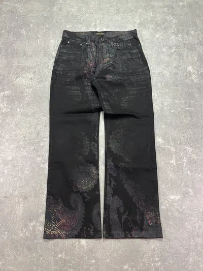 Pre-owned Roberto Cavalli Paisley Printed Jeans Xs 26 27 In Black