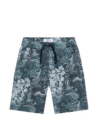 Roberto Cavalli Kids' Paisley-print Drawstring Shorts In Blue