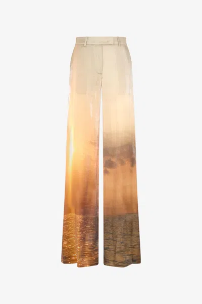 Roberto Cavalli Palazzo-hose Mit Sunset-print In Orange