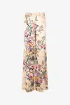 Roberto Cavalli Palazzo Pants With Oriental Bird Print In Multi