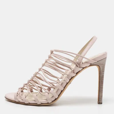 Roberto Cavalli Pale Pink Leather Knot Detail Strappy Sandals