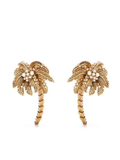 Roberto Cavalli Palm Tree-motif Clip-on Earrings In Gold
