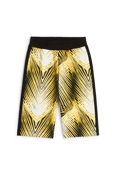 Roberto Cavalli Palm Tree-print Shorts In Yellow