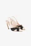 Roberto Cavalli Palm-tree Tiger-tooth Slingback Pumps In Ivory/black