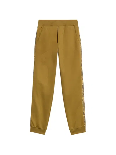 Roberto Cavalli Kids' Palm-print Track Pants In Brown