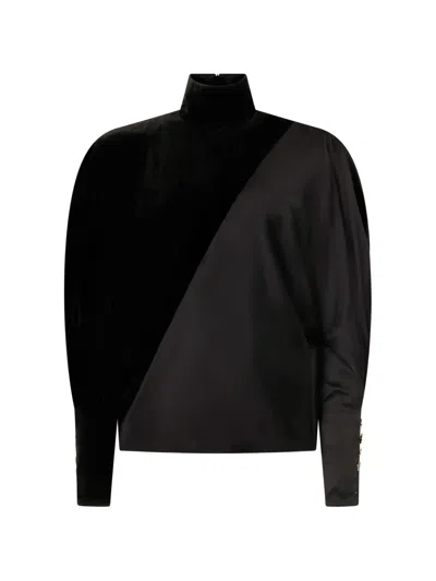 Roberto Cavalli Panelled Long-sleeve Top In Black