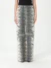 Roberto Cavalli Stretch Cotton Pants With White Tigress Print In White