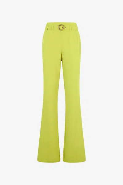 Roberto Cavalli Pants With Front Belt In Light Green