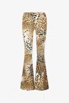 Roberto Cavalli Pants With Jaguar Skin Print In Naturale