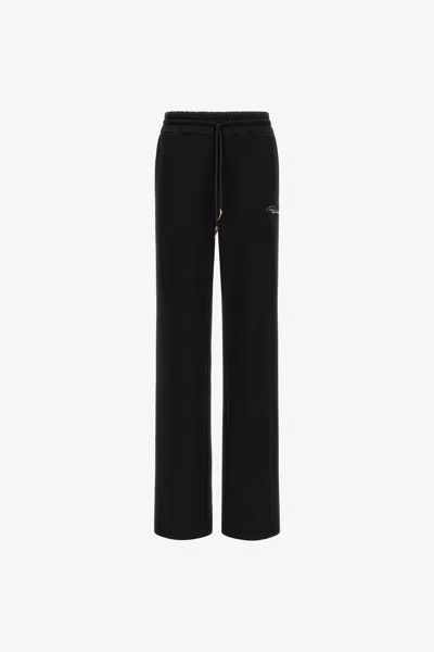 Roberto Cavalli Pants With Logo In Black