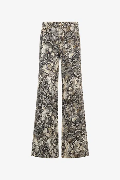 Roberto Cavalli Pants With Python Print In Light Brown