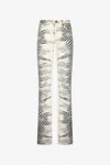 Roberto Cavalli Straight Trousers All-over Print In Black/white