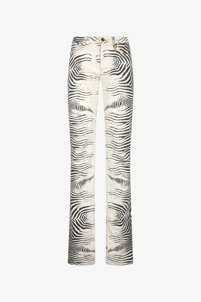 Roberto Cavalli Pants With White Tigress Print