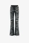Roberto Cavalli Zebra Print Stretch Drill Straight Jeans In Black/white