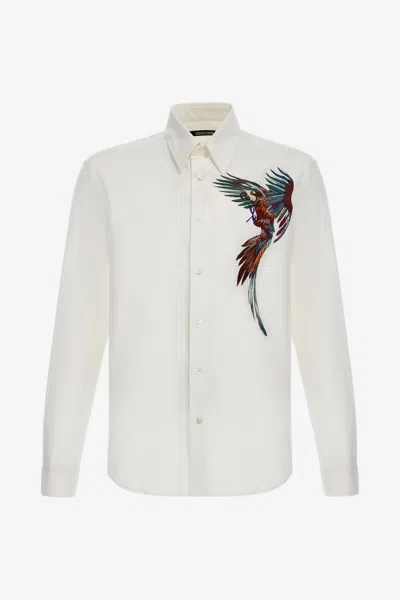 Roberto Cavalli Parrot Print Shirt In White