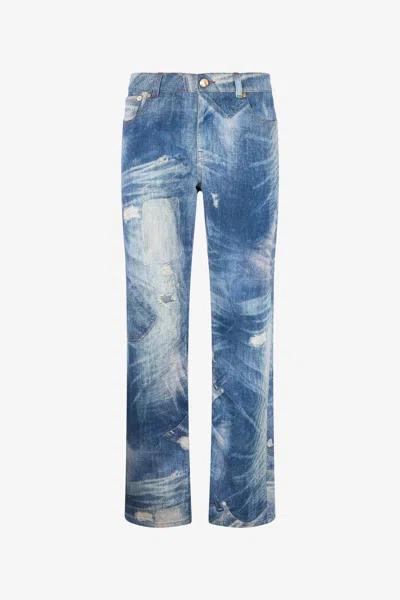 Roberto Cavalli Patchwork Denim Jeans In Blue