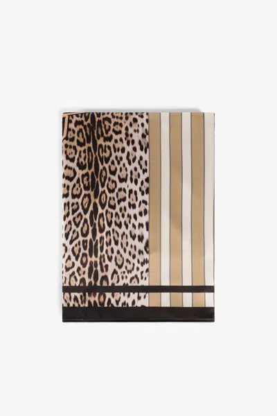 Roberto Cavalli Patchwork Leopard-print Beach Towel In Light Brown