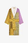 Roberto Cavalli Patchwork Leopard-print Robe In Yellow