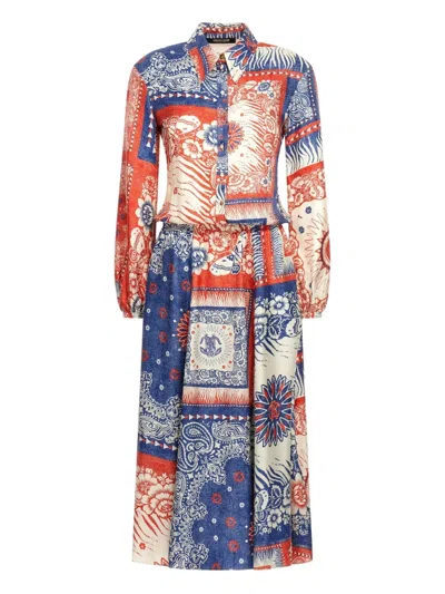 Roberto Cavalli Patchwork Paisley-pattern Silk Dress In Multi