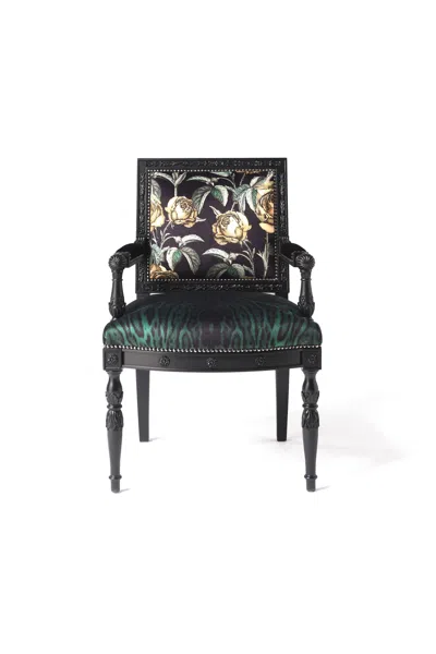 Roberto Cavalli Patchwork-print Armchair In Dark Green
