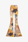 Roberto Cavalli Patchwork-print Flared Trousers In Multi