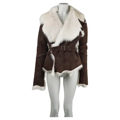 Pre-owned Roberto Cavalli Patchwork Shearling Jacket, Fall/winter 1999, Size S In Gray