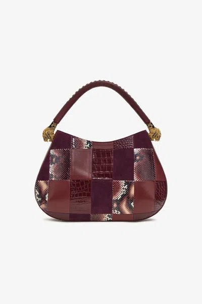 Roberto Cavalli Patchwork Shoulder Bag In Purple