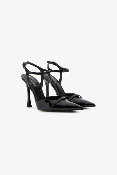 Roberto Cavalli Patent Leather Sandals In Black