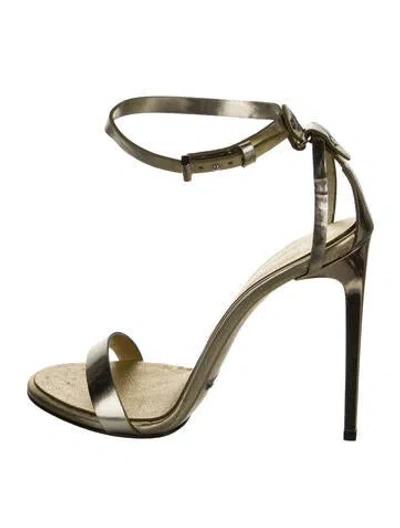 Pre-owned Roberto Cavalli Patent Leather Sandals In Gold