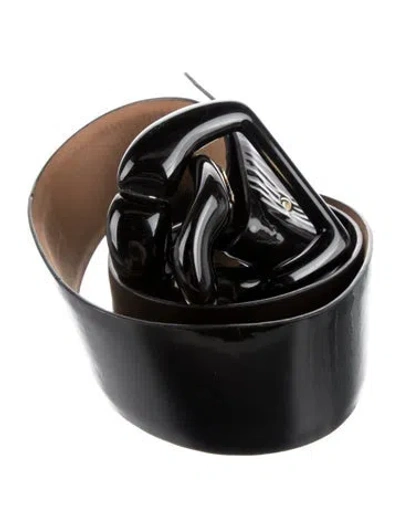 Pre-owned Roberto Cavalli Patent Leather Waist Belt In Black